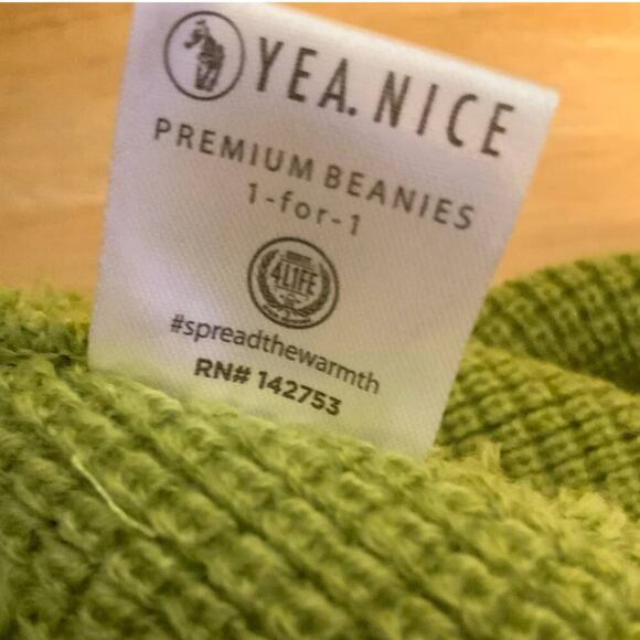 Yea.Nice Premium Beanie Logo Cuffed Flat Waffle Knit Warm Winter Hat - Picture 7 of 8